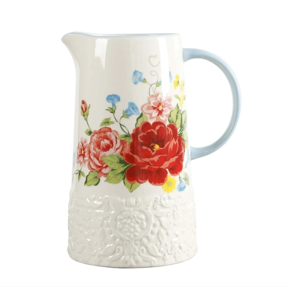 ❤️ New Pioneer Woman Sweet Rose White 2.1 Quart Pitcher - Picture 7 of 7